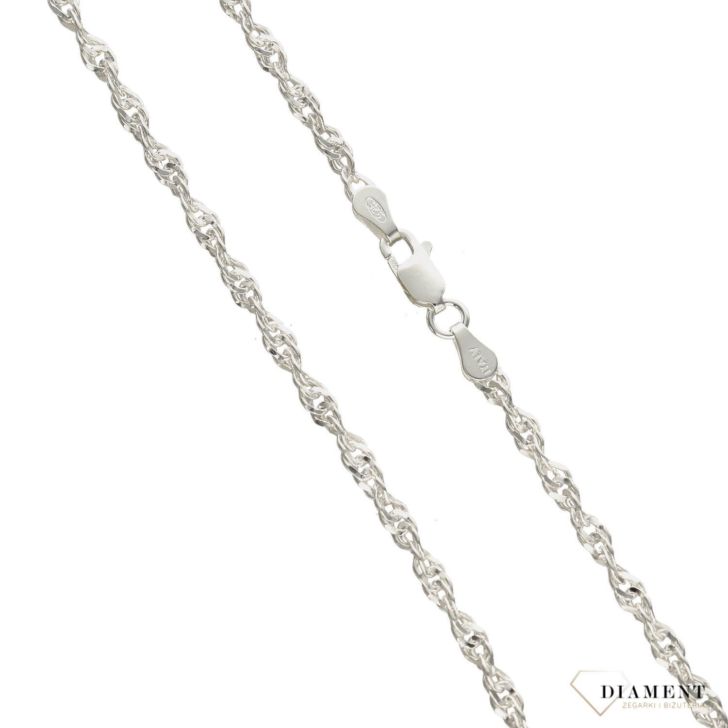 Łańcuszek srebrny 925 Singapur próba 925, rodowany DIA-LAN-2088-60-925 3mm.jpg